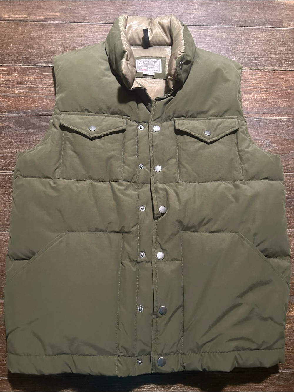 J. Crew Olive Quilted Puffer Vest